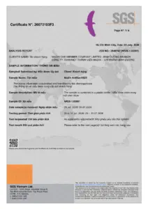 SGS laboratory report 26073103F3: 18 ISO 22241-1 parameters measured on the August 2026 batch of AdBlue® By Madin, all within limits.