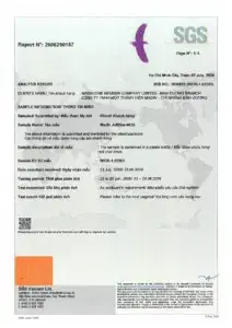 SGS laboratory report 2606290157: 18 ISO 22241-1 parameters measured on the June 2026 batch of AdBlue® By Madin, all within limits.